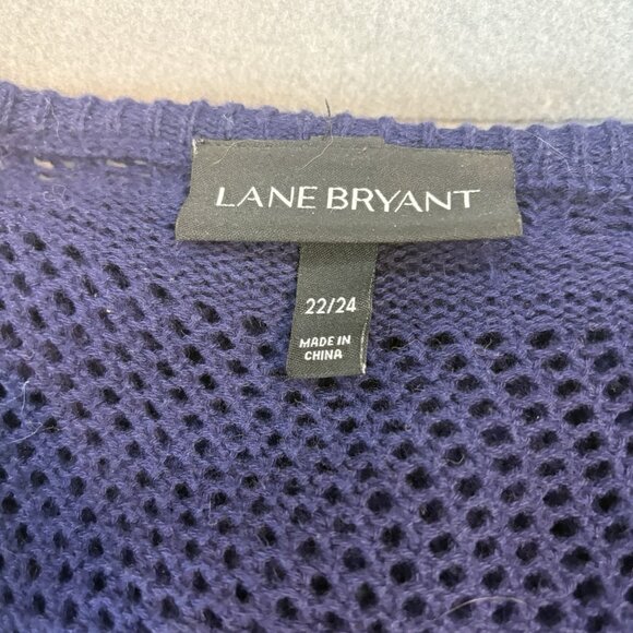 Lane Bryant Blue Sleeveless‎ Knit Fringe Hem Waterfall Sweater Vest 22/24 Boho - Picture 13 of 15